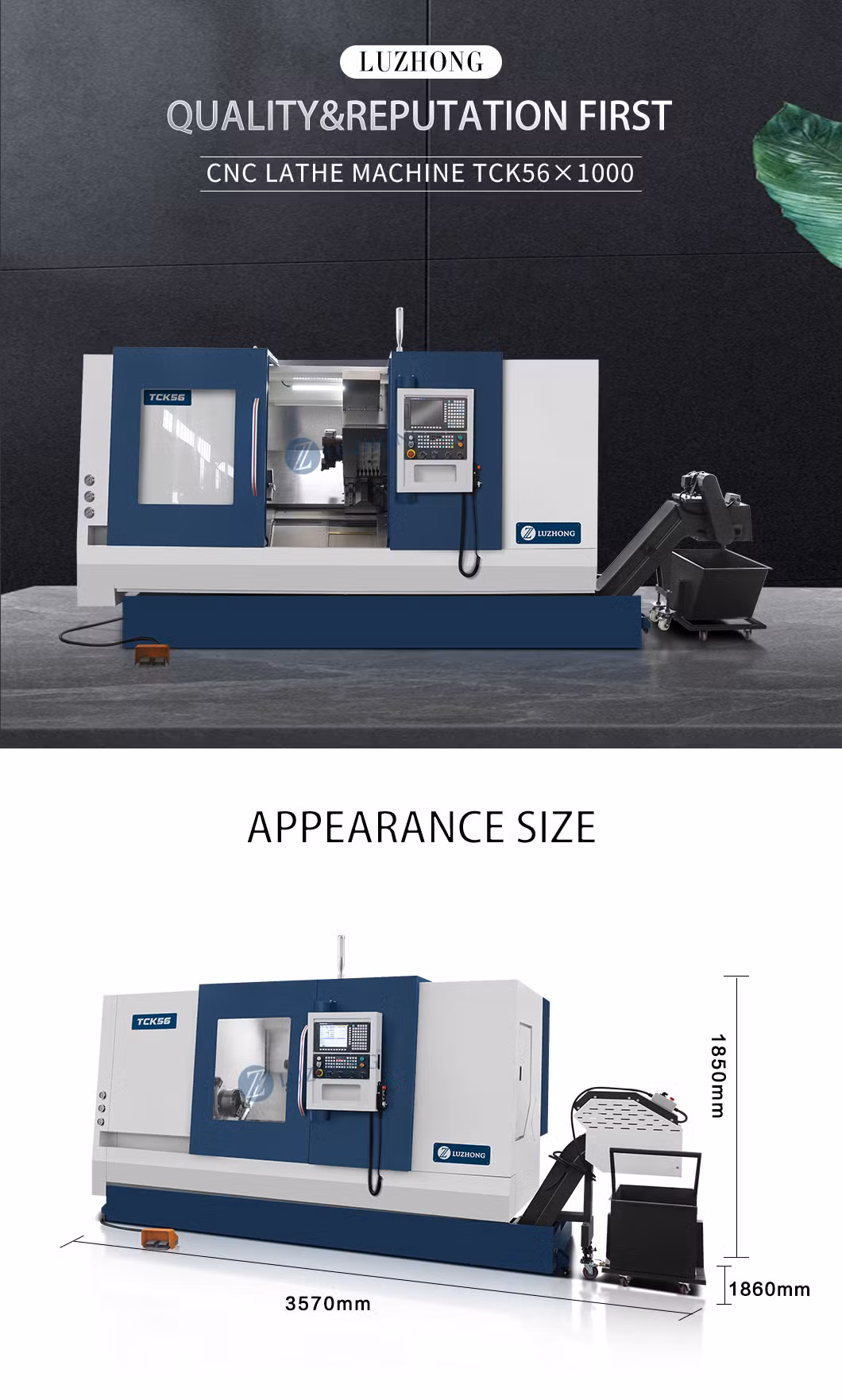 Automatic Metal Y axis TCK56Y Horizontal Metal Slant Bed CNC Lathe
