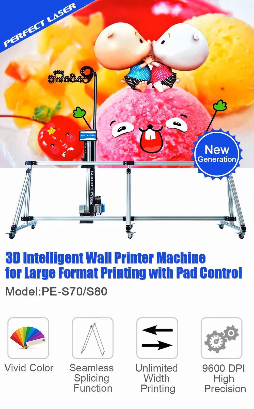 Horizontal Vertical Intelligent Automatic House Decoration 3D Artistic Wall Printer