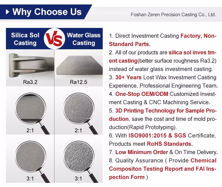 Customized Factory Lost Wax Investment Casting/ Foundry Precision Fabrication CNC Machining Silica Sol Cast Stainless Steel Parts Casting Forging Steel