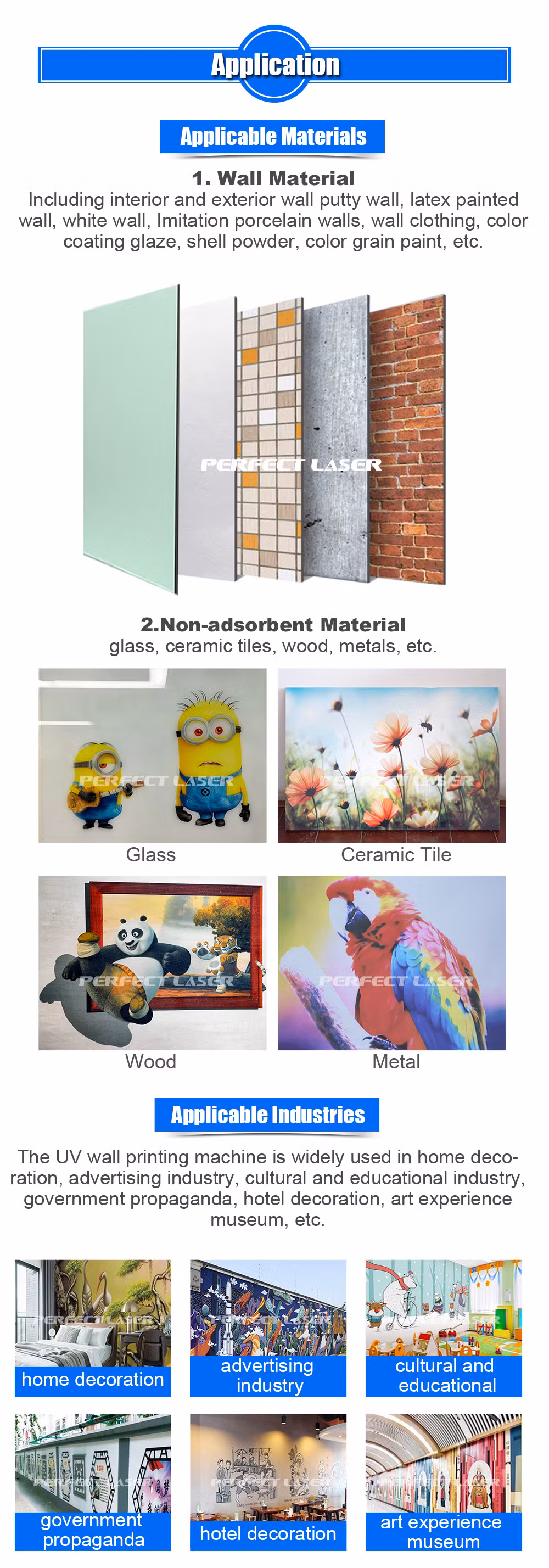 Advtisement and Propaganda Home Decals 3D UV Wall Inkjet Sticker Printer