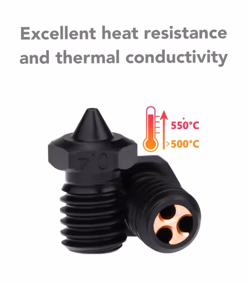 3D Printer Accessories E3d V6 Hard Steel Cht Nozzle 0.4/0.6/0.8 High Flow Wear-Resistant Cloning Nozzle