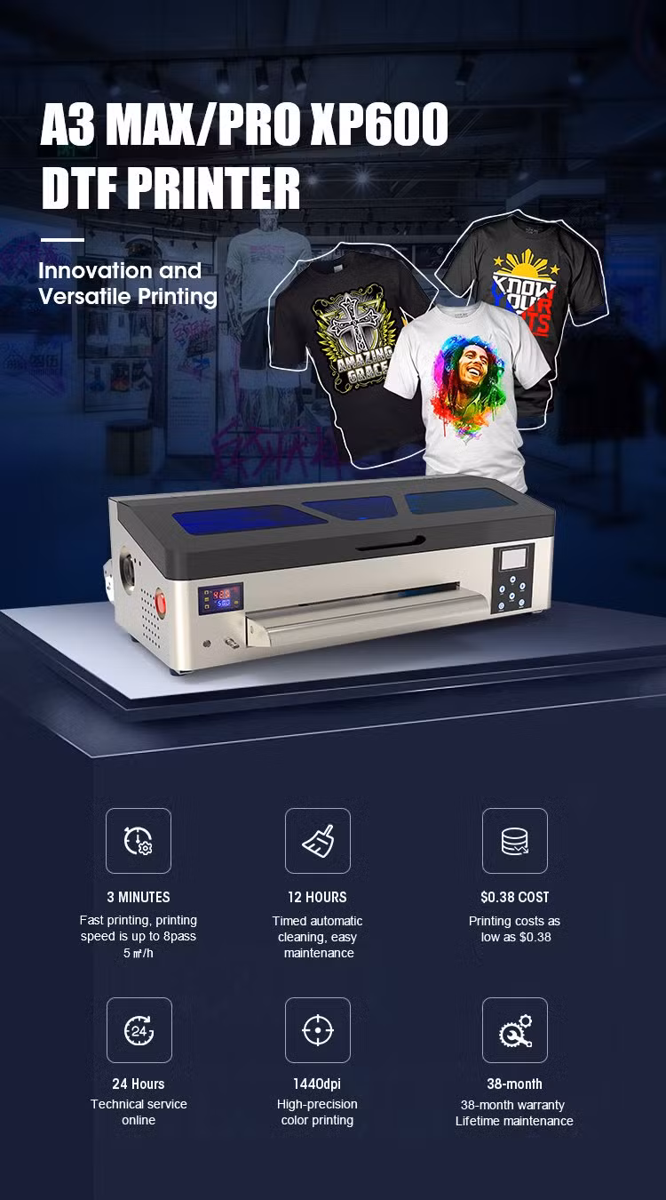 New Design A3 Flatbed Garment Printer 3D T Shirt Clothing Imprimante Dtf Shaker