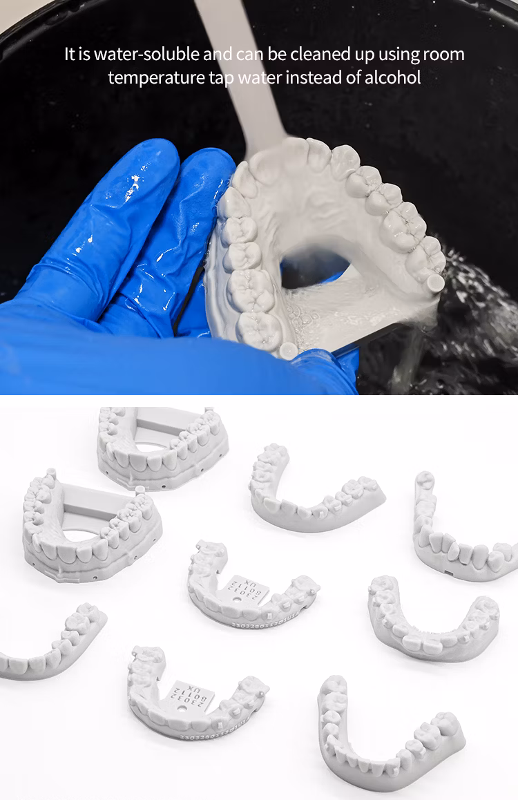 Leyi Factory Direct High Precision Water Washable Dental 3D Printing Resin for 3D Printer DLP LCD Grey 1kg