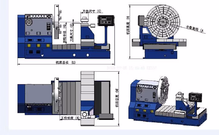 High Quality Facing Horizontal CNC Lathe for Facing Flange, Aluminum Mold, Propeller, Wheel