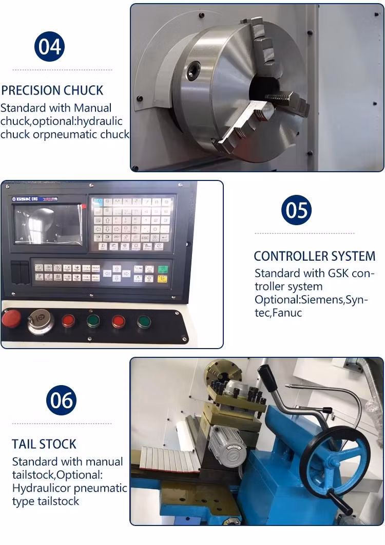 Ck6150 Lathe Machine CNC Heavy CNC Lathe Machine High Precision High Speed Multifunctional Metal Machine Flat Bed CNC Lathe