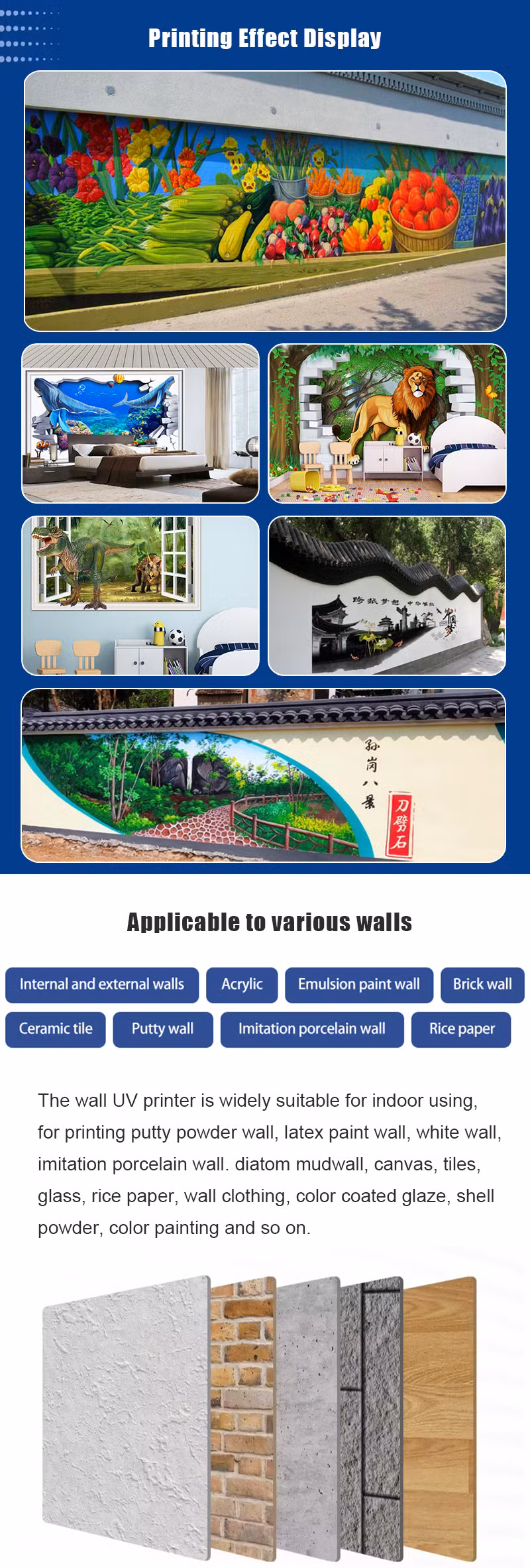 Daliiprint Portable New Automatic 3D Vertical Wall Printer Direct to Wall Painting Machine