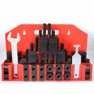 58PCS Clamping Kit with Metal Holder 1/2"-13 Stud Size, 9/16"T-Slot, 7/8"T-Nut Width for CNC Machine Accessories Tools