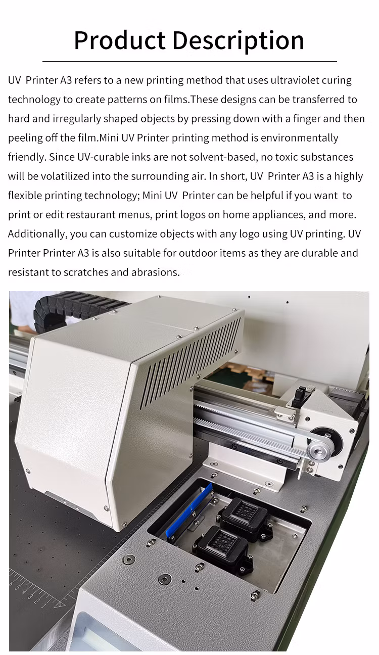 Small Size A3 3D Picture UV and UV Dtf Printer Digital Printing Machine for Glass Wood Pen and Bottle Printing