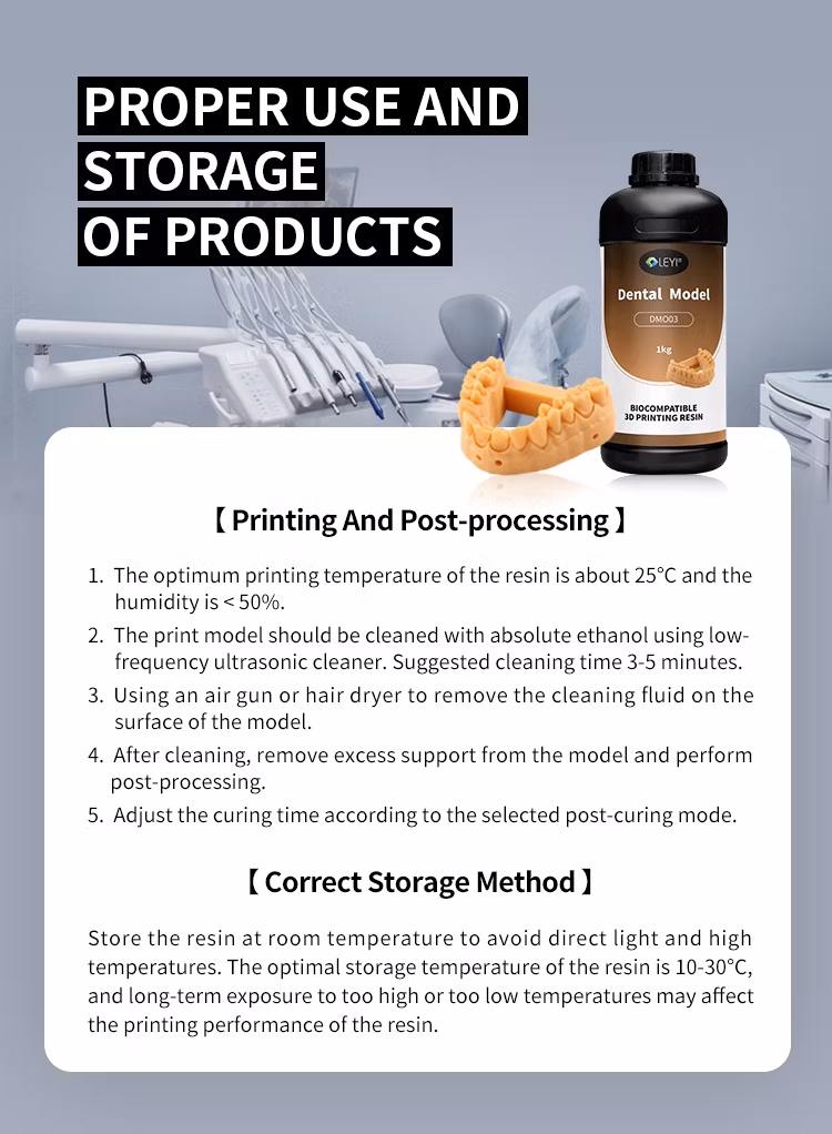 Leyi Biocompatible 3D Print Dental Model Liquid Resin Orange 3D Printer UV Resin Dental for Clinic and Hospital Dental Model