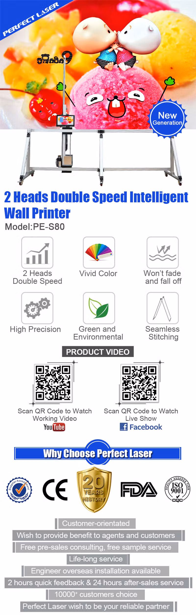 Perfect Laser-3D Vertical Wall/Glass/Metal/Wood/Paper/Ceramic Mural Art Direct Inkjet Printer Painter Spraying Printing Painting Machine Price