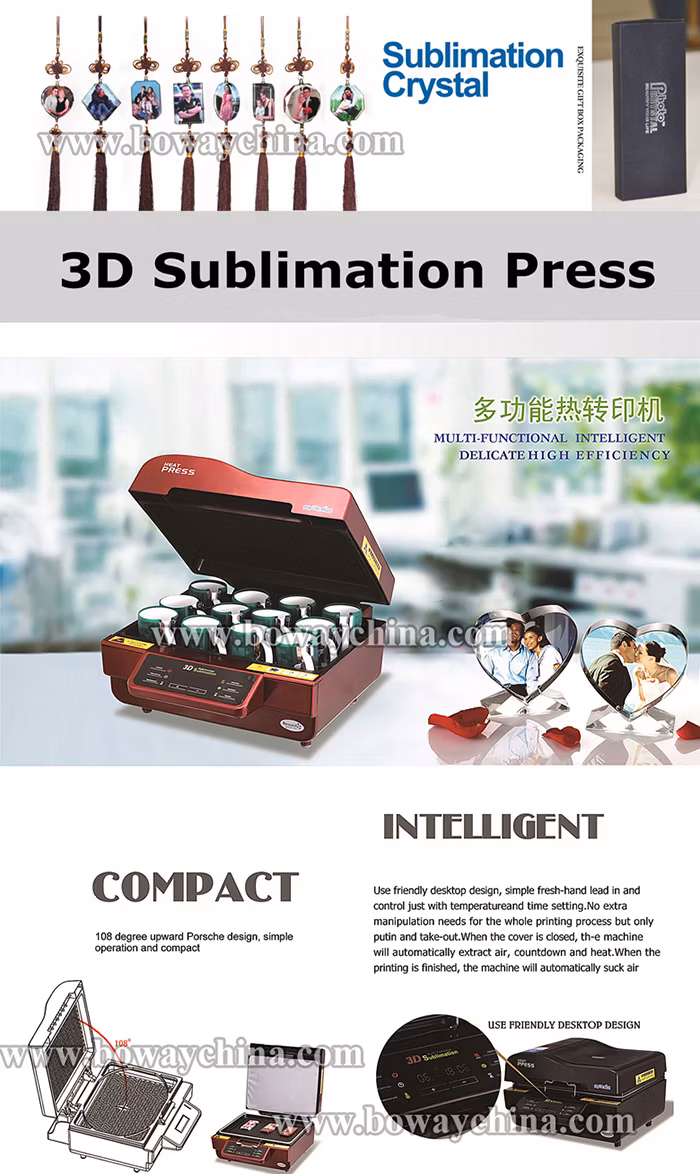 3D Sublimation Vacuum Printer Cup Plate Rock Crystal Phone Case Print