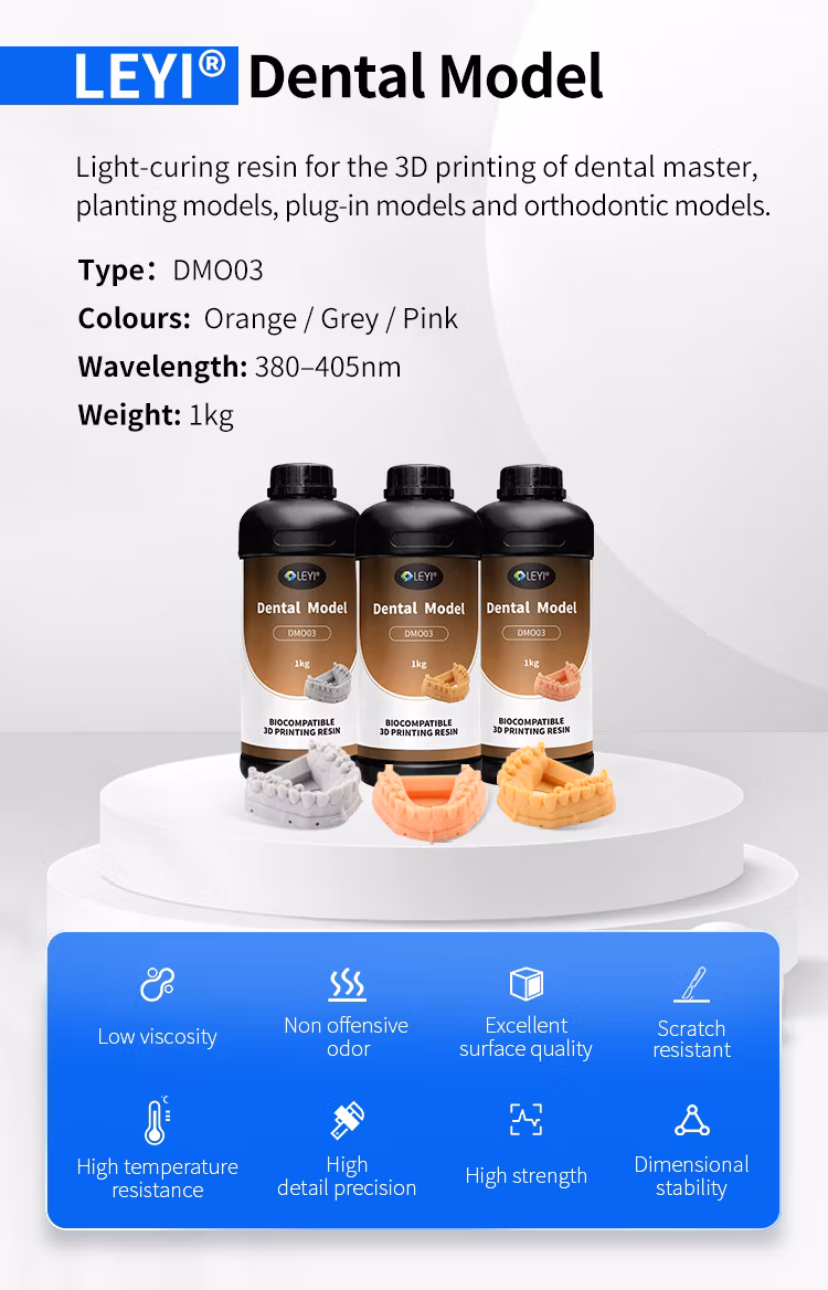 Leyi Biocompatible 3D Print Dental Model Liquid Resin Orange 3D Printer UV Resin Dental for Clinic and Hospital Dental Model
