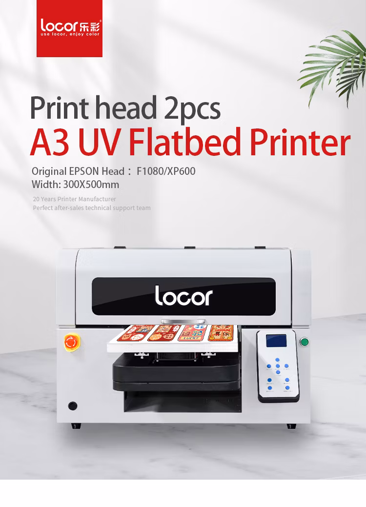 Locor 3D Effect A3 UV Flatbed Printing Machinery UV 6090 Size LED Plotter UV 2513 Large Printer