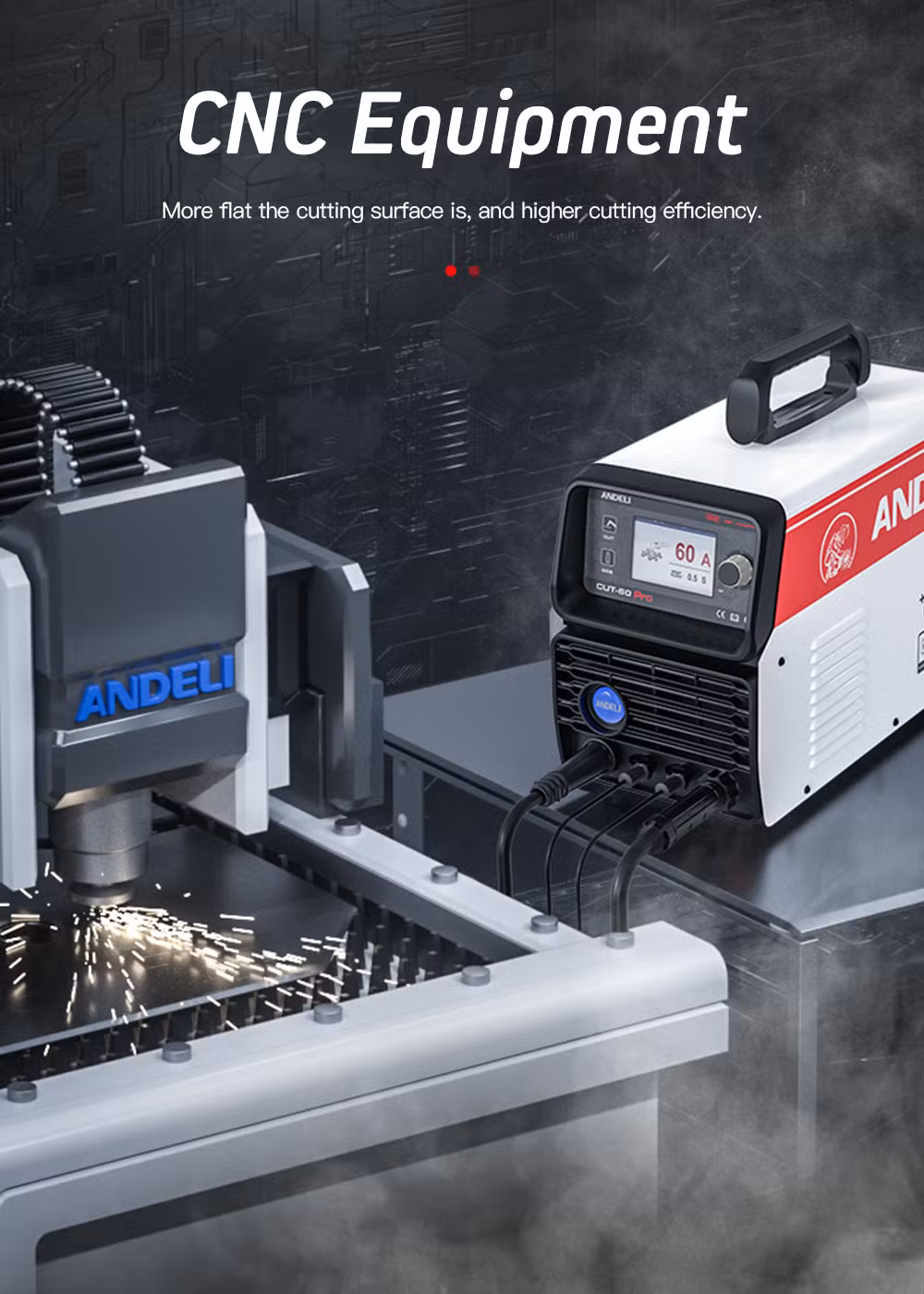 Andeli Cut-60 PRO CNC Plasma Cutting Machine 220V&380V LCD Display Non-Hf Pilot Arc Contacting Cutting Plasma Cutter