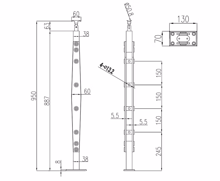 CNC Machine Part Fence Pole Do-It-Yourself Baluster Installation Kits