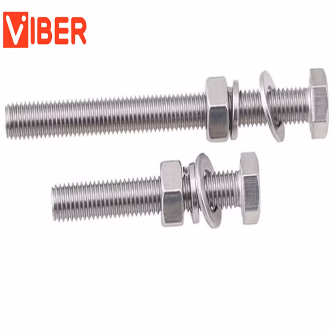 Stainless Steel Hex Bolt Nut Flat Washer Set M8 X 65 Combination DIN931 DIN933 Bolt