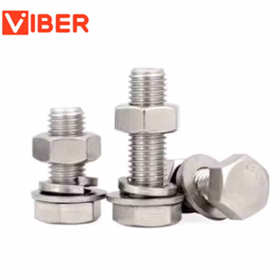 Stainless Steel Hex Bolt Nut Flat Washer Set M8 X 65 Combination DIN931 DIN933 Bolt