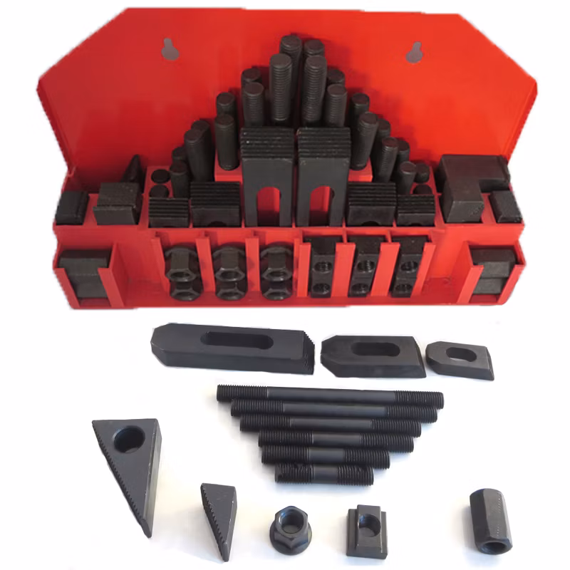 CNC Machine Tool 58 PCS Clamping Kit with Metal Holder Including Flange Nut, T Silot Nut M16 Ck12
