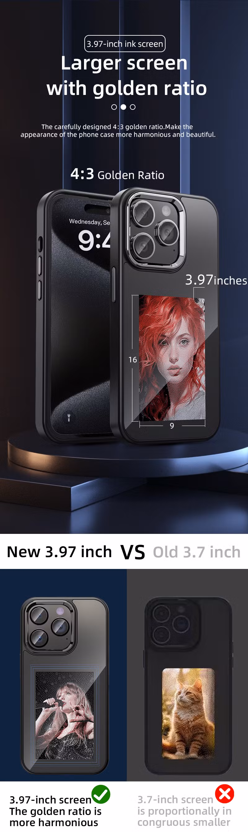 Custom 3 Colors Stronger NFC Smart E Ink Screen Phone Case