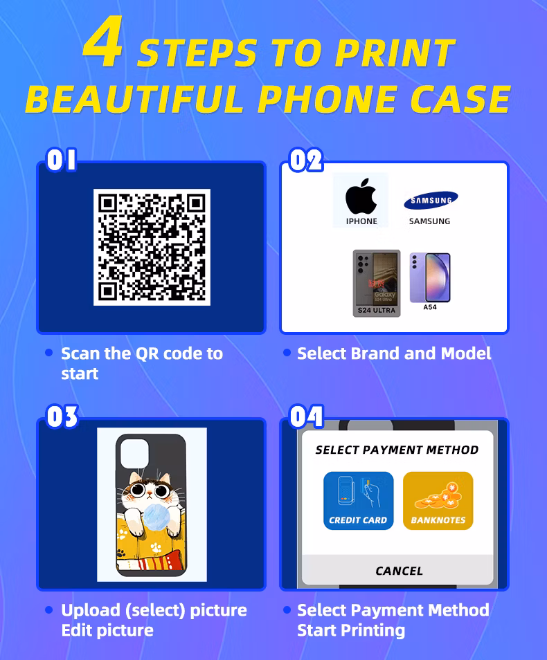 Professional Customize Automatic 3D UV Printing Vending Commercial Phone Case Printer