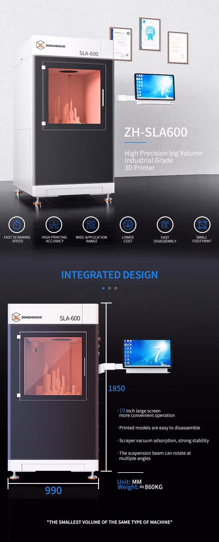 High-Performance SLA 600 3D Printer with Precision and Large Build Size