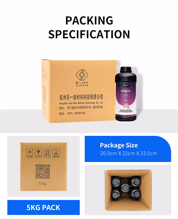 Leyi 1kg Elastic Resin UV 405nm Soft and Flexible Dental 3D Resin for DLP LCD Printer 3D Printing Resin Offer Free Samples