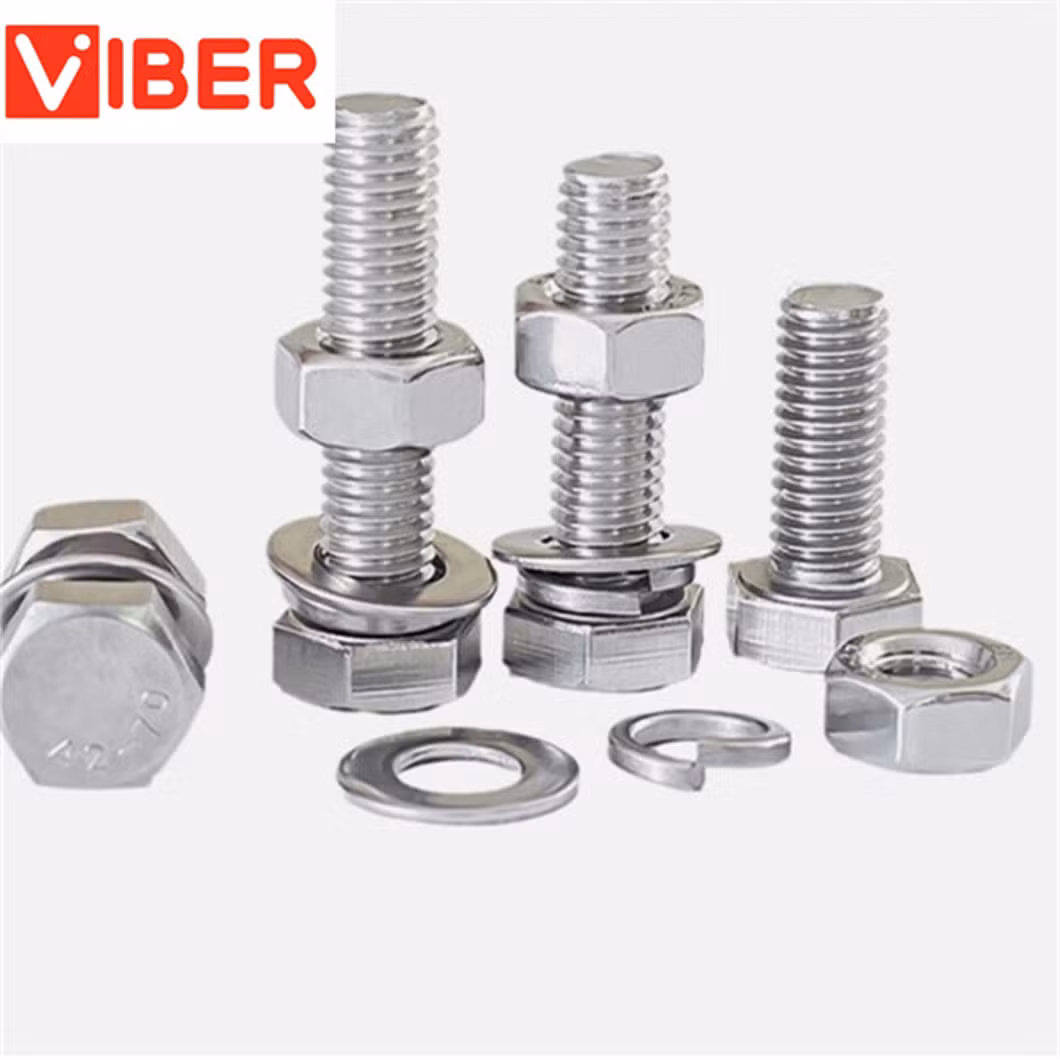 Stainless Steel Hex Bolt Nut Flat Washer Set M8 X 65 Combination DIN931 DIN933 Bolt