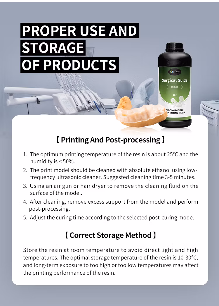 Leyi Biocompatible Dental Surgical Guide High Precision Transparent Low Odor Hard Not Brittle Class 3D Printer UV Resin