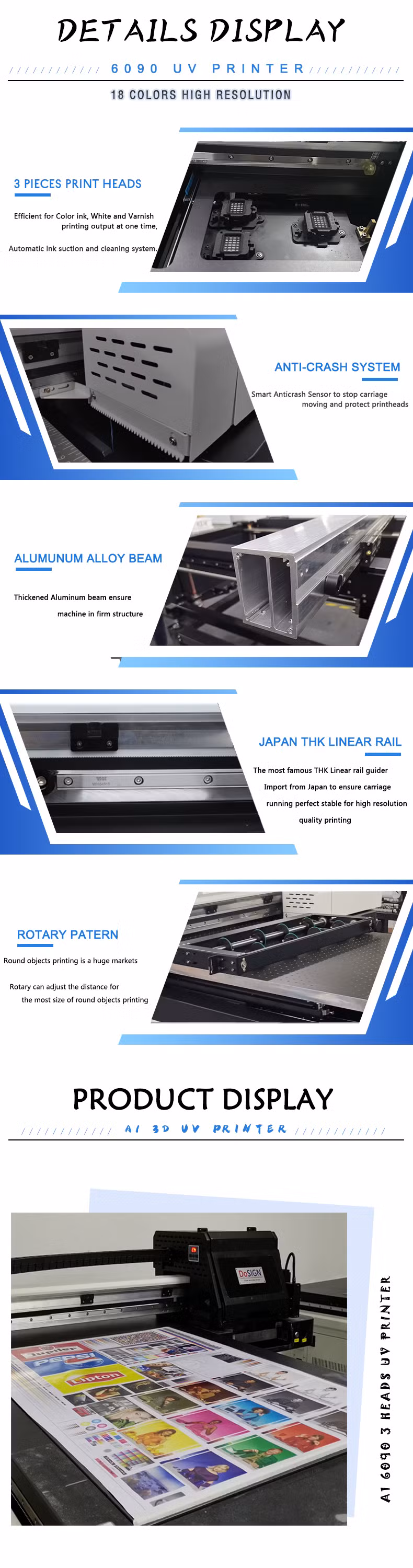 6090 A1 3D UV Flatbed Printer with Varnish