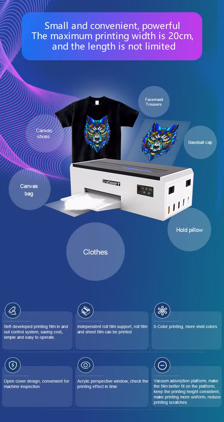 Erasmart A4 L805 L800 Head Desktop 3D Printer Digital Textile Printer A4 Dtf Printer Tshirt Printing Machine for Print Shop