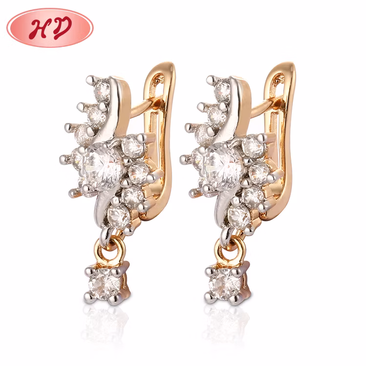 Costume Fashion Jewelry Women 14K 18K Gold Plated Imitation Hoop Huggie Earring with CZ Pearl