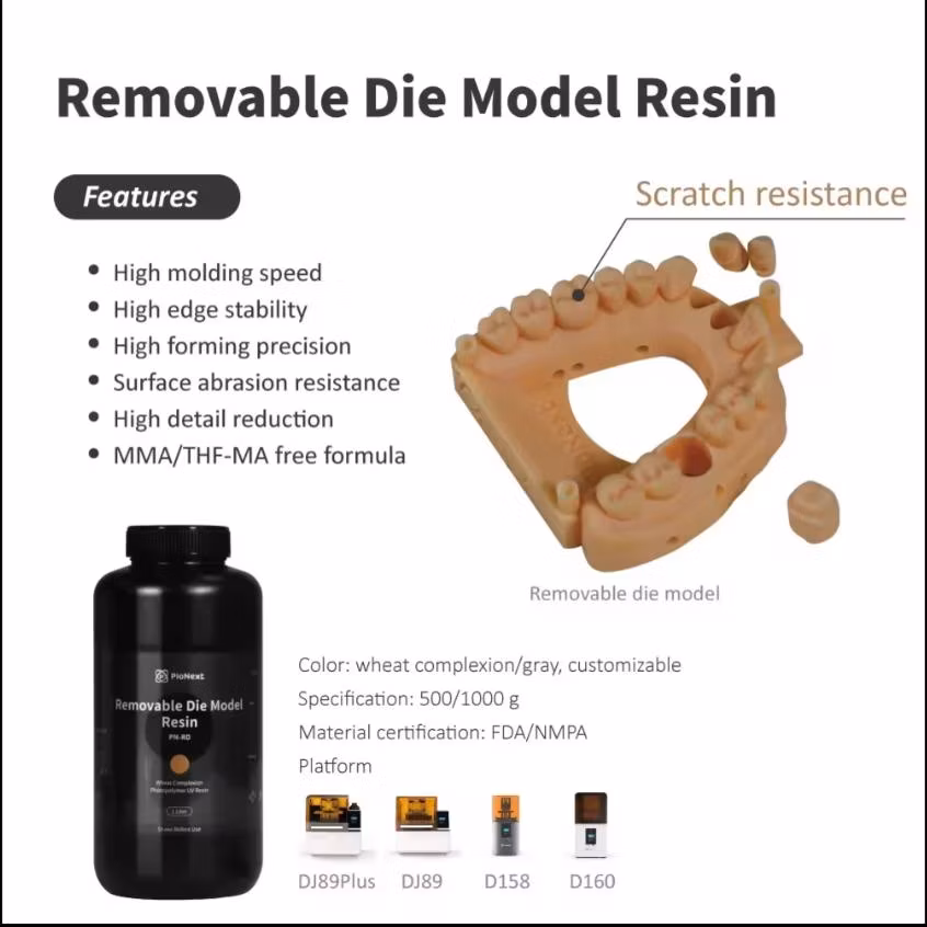 Creality- Pionext Removable Die Model Resin Pn-Rd, Dental Mold Material Rigid UV Resin, High Quality 3D LCD Printer Mould