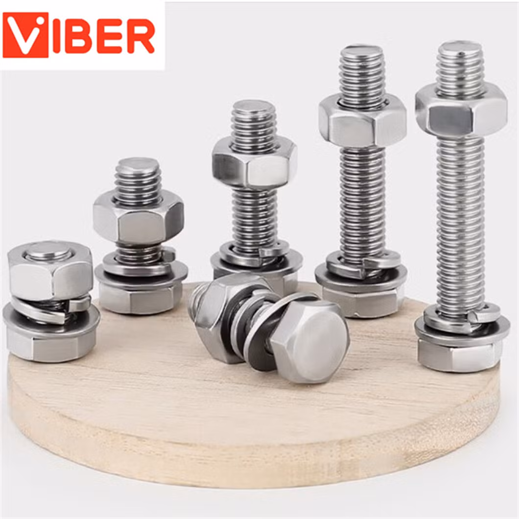 Stainless Steel Hex Bolt Nut Flat Washer Set M8 X 65 Combination DIN931 DIN933 Bolt