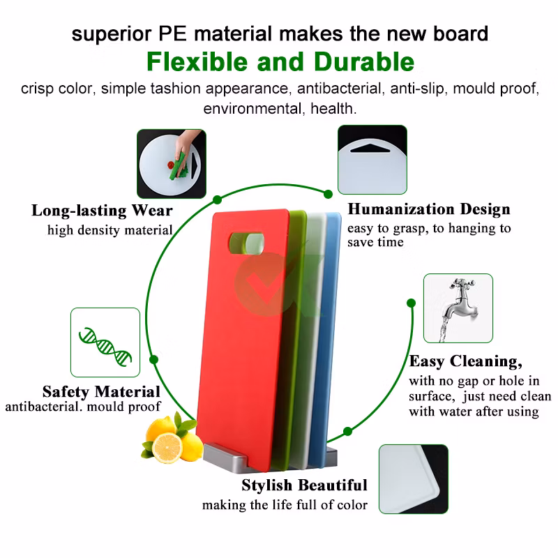 Wholesale Durable Eco-Friendly Diameter 40cm Round PE Plastic Cutting Board