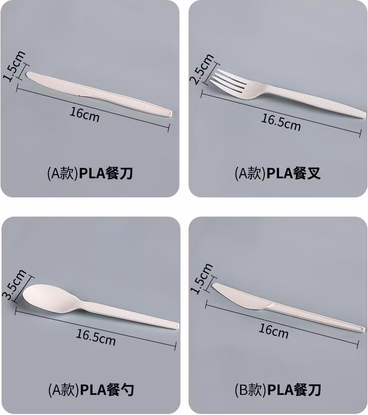 100% Biodegradable PLA Disposable Knife Fork Spoon Cutlery Set