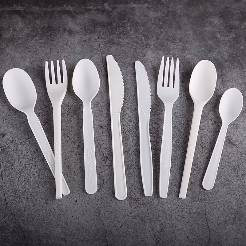 100% Biodegradable PLA Disposable Knife Fork Spoon Cutlery Set