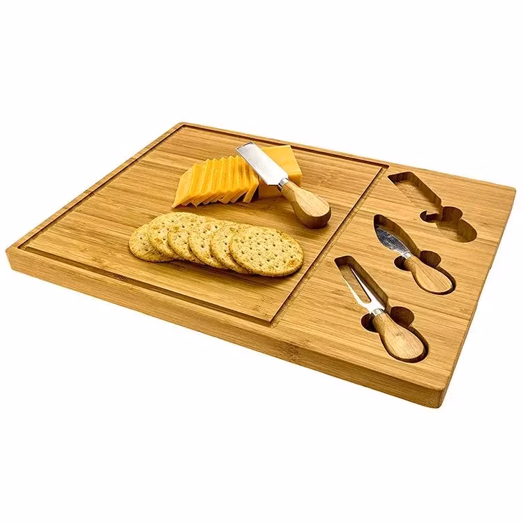 Hot Products Bamboo Cutting Board Square Durable Cheese Board Customizable Logo Bamboo Cheese Board