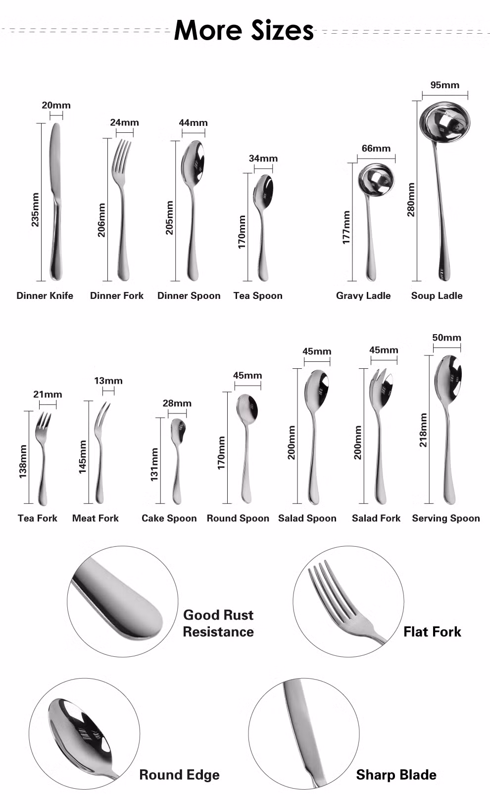 201 Stainless Steel Cutlery Set Silver Color Metal Flatware Dinner Knife Fork Spoon Set High Quality Hotel Silverware