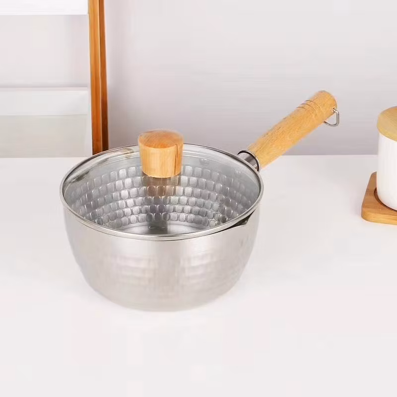 Saucepan Hammer Snow Pan Stainless Steel Wood Handle Milk Pan Kitchen Utensils