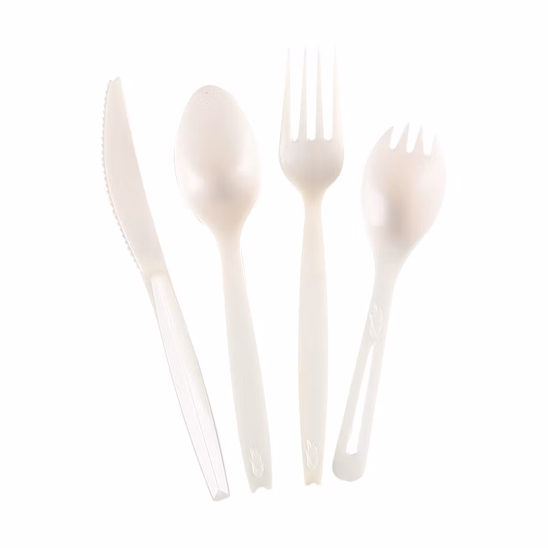 100% Biodegradable PLA Disposable Knife Fork Spoon Cutlery Set