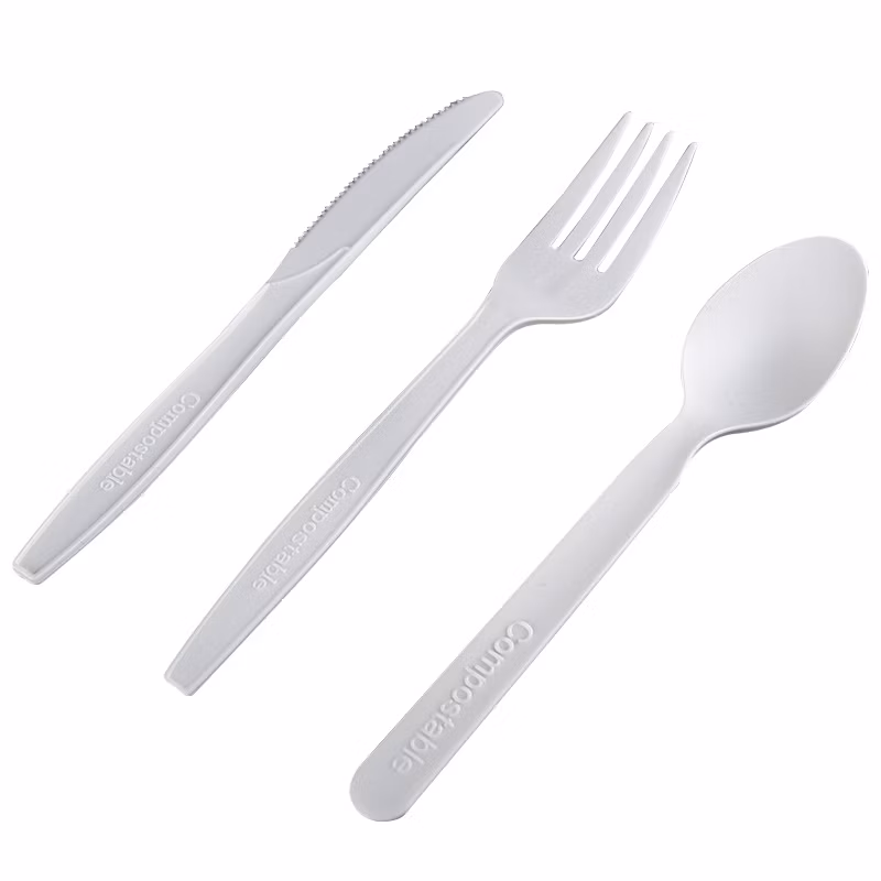 100% Biodegradable PLA Disposable Knife Fork Spoon Cutlery Set