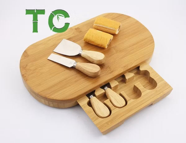 Folding Acacia Wood Cheese Board with Magnets with Knife Sets