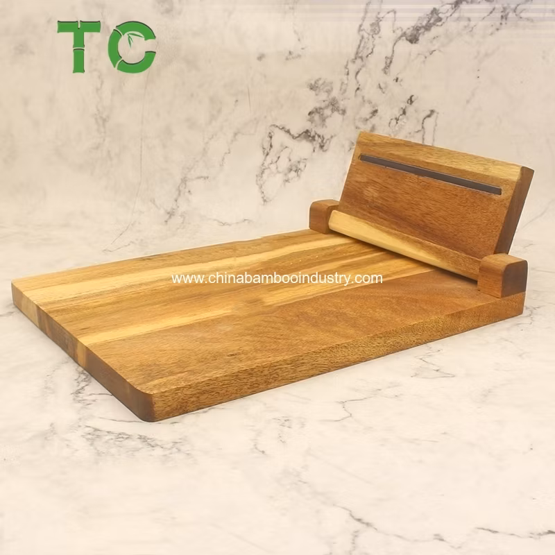 Folding Acacia Wood Cheese Board with Magnets with Knife Sets
