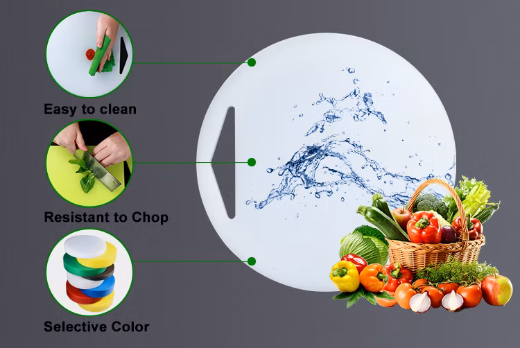 Wholesale Durable Eco-Friendly Diameter 40cm Round PE Plastic Cutting Board