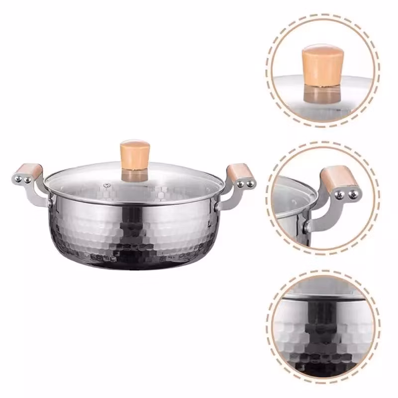 Saucepan Hammer Snow Pan Stainless Steel Wood Handle Milk Pan Kitchen Utensils