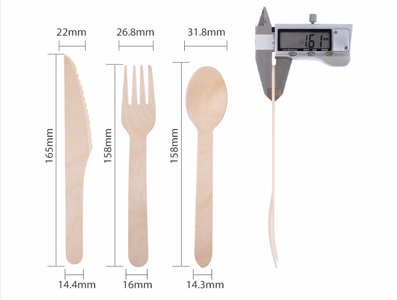 Eco-Friendly Degradable High Quality Factory Price Display Box Includes Disposable Forks Spoon Knife Wooden Cutlery