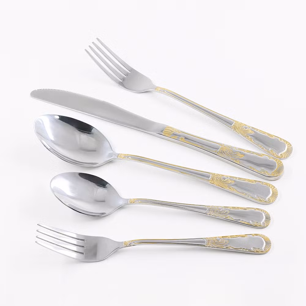 Reusable High Quality Stainless Steel Gold Cutlery Set Royal Luxury Flatware Set