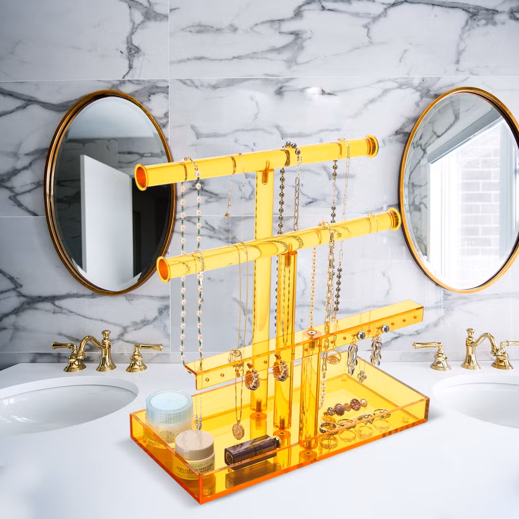 Hanging Jewelry Holder Organizer Stand Acrylic Necklace Bracelet Earring Ring Holder Display Rack Tower Tray Storage for Women