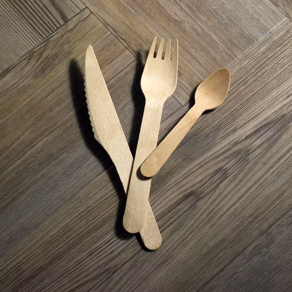 Natural Disposable Wooden Cutlery Set 100% Biodegradable & Plastic Free Bamboo Cutlery Set