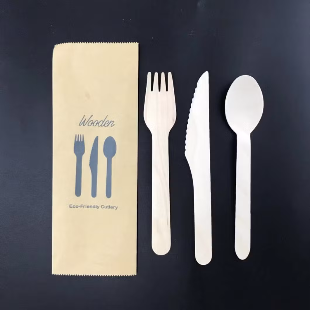 Natural Disposable Wooden Cutlery Set 100% Biodegradable & Plastic Free Bamboo Cutlery Set